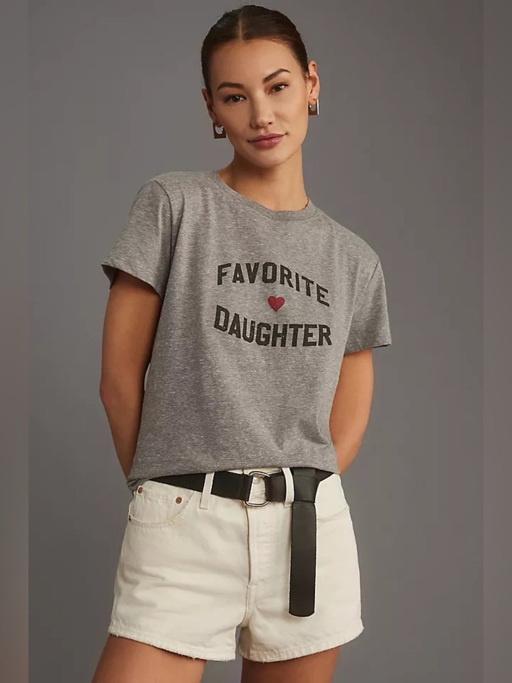 Favorite Daughter Anthro Heart Graphic Tee Heather Gray Size S